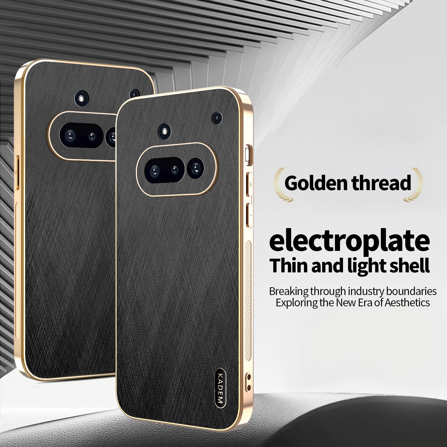

KADEM For Nothing Phone (3a) Case Electroplating Silk Texture PU+TPU Phone Back Cover Green