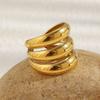 MamacitaSlay 316L Stainless Steel Multilayer Open Ring Party Waterproof 18K Gold Plated Jewelry Women's Charm Cool Ring Gift