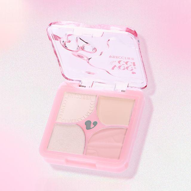 VEECCI - Pump Up Stereoscopic 4 Colors Highlight Palette G03# Strawberry Puff