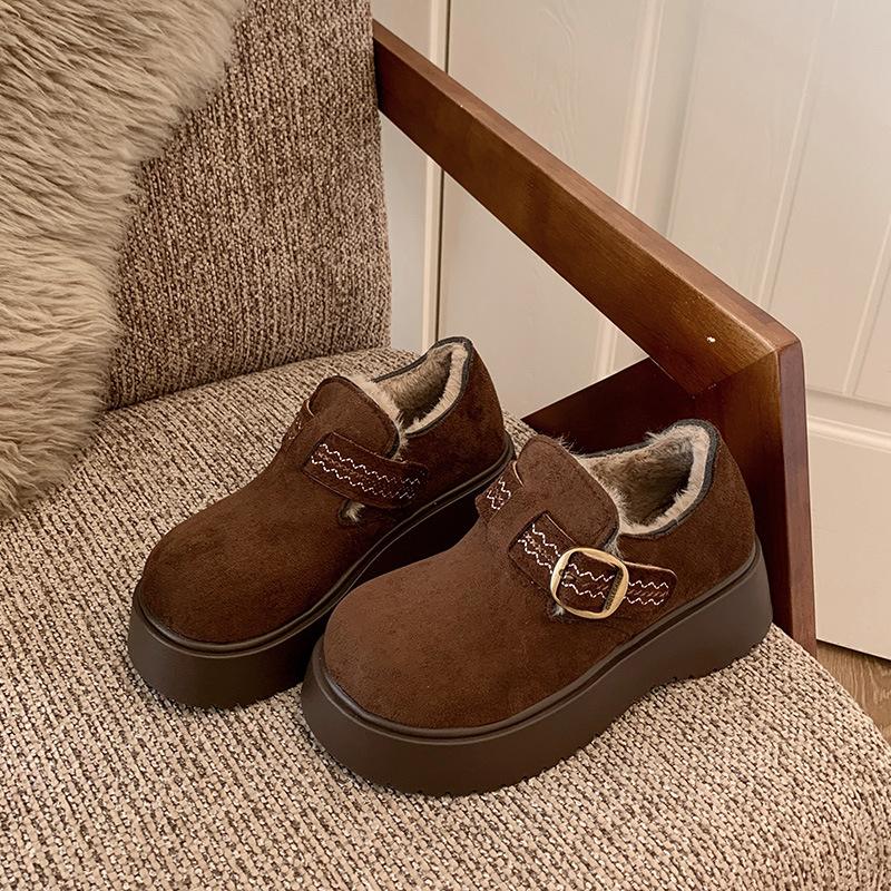 

Women s thick bottom hairy mouth winter lightweight warm fur integrated plush snow boots non-slip wear casual sports cotton boots fur shoes 40 кавовий