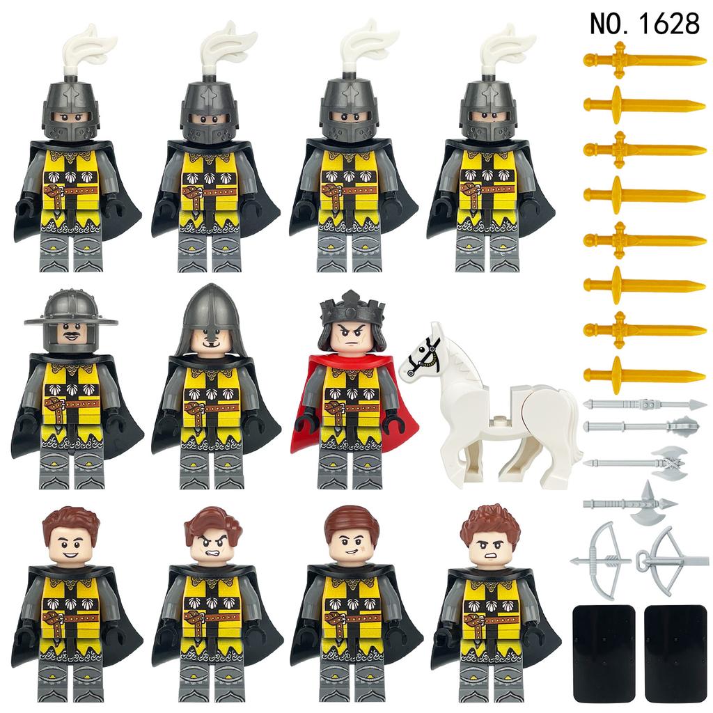 Wolf Knight Warrior Building Blocks – Medieval Castle Horse Soldier Toy with Sword, Axe, Bow, Shield & Cloak for Boys