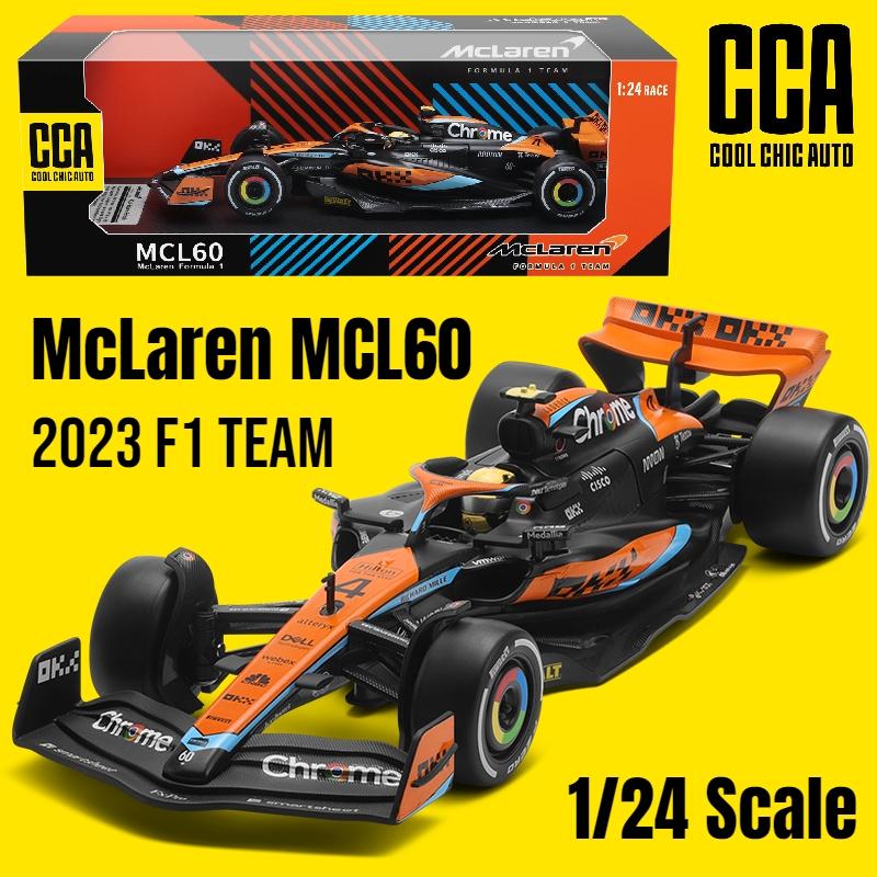 1/24 McLaren F1 MCL60 2023 Závodní tým Kovové odlévané autíčko Miniaturní model vozidla Volná kola Sběratelský dárek pro chlapce