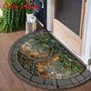 Modern Geometric Semicircular Area Rug With Water Wash For Bathroom And Entrance