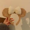 1pc Bow shaped teddy bear ear headband, women's autumn and winter plush cute cartoon face wash headband, hair clip