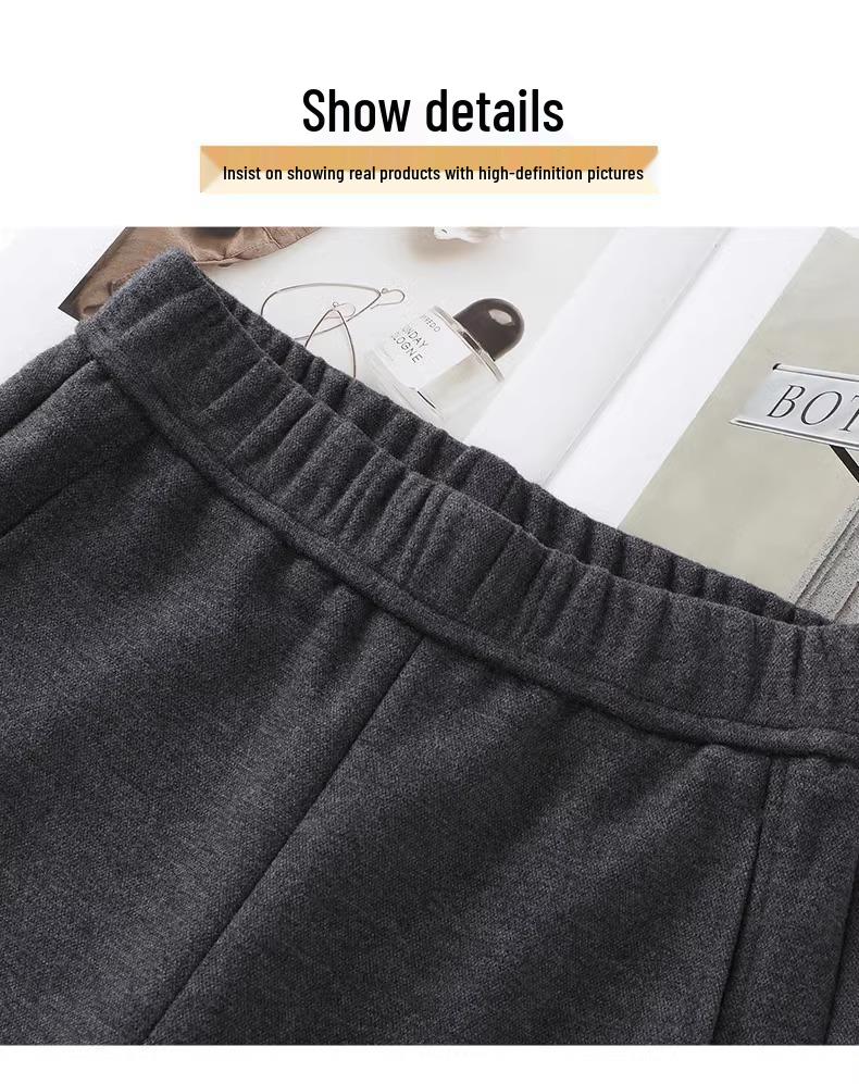 Women's Beige Cashmere Wool Blend Wide-Leg Pants with Fleece Lining - Autumn/Winter 2024 Collection