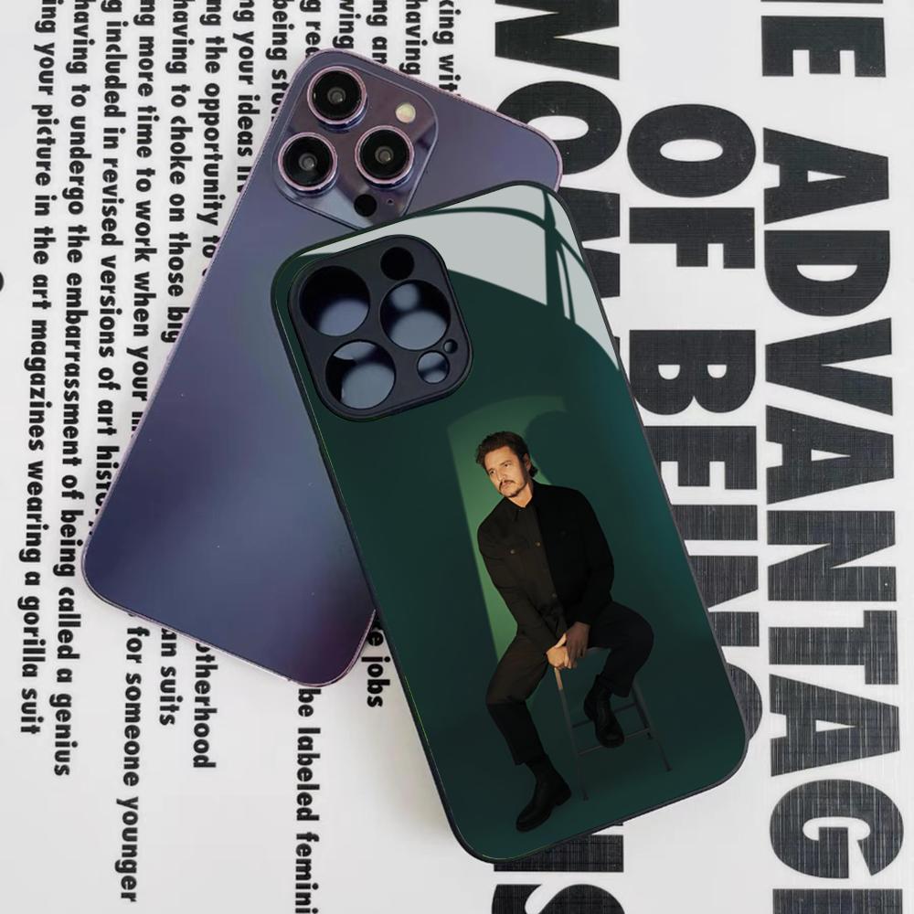 Pedro Pascal Collage Pics Phone Case for Iphone 17 16 15 14 12 11 13 Pro Max Mini X Air Puls Black Glass Cover
