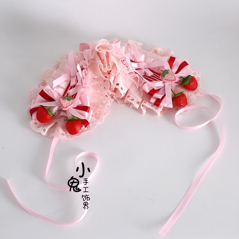 Original Striped Strawberry Headband Lolita Cake Top Hat Lolita Style Handmade Strawberry Sweetheart Sleeves Korean Accessories