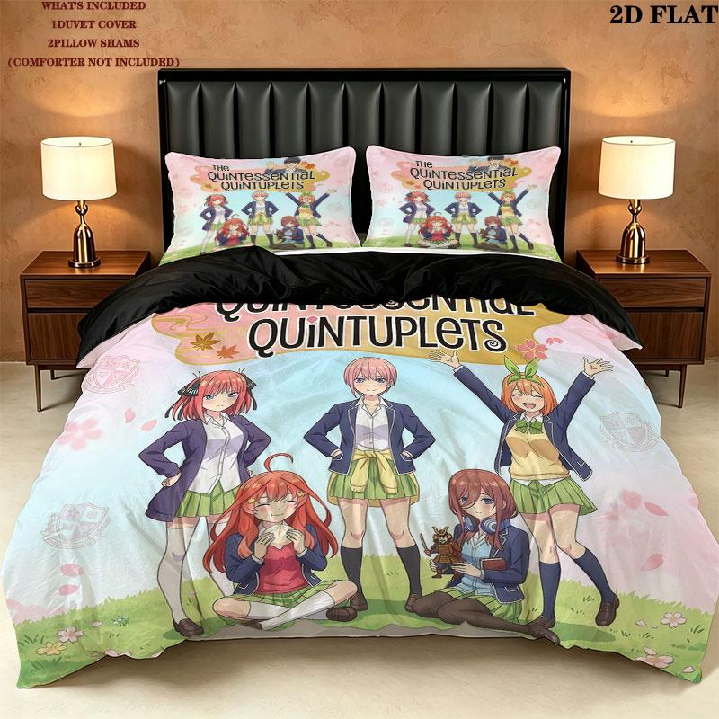 5Toubun Pattern Bedding Quilt Set Quilt Cover Pillowcase Home Birthday Gift(1 * duvet cover + 2 * pillowcase, without core)