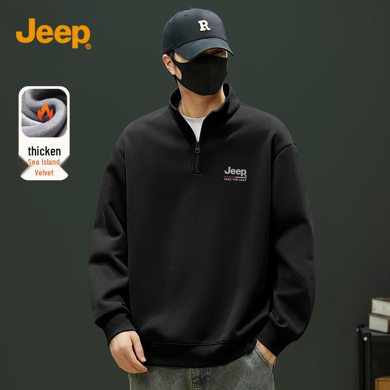 JEEP Men s Fleece-Lined Stand-Collar Pullover Sweatshirt 3XL