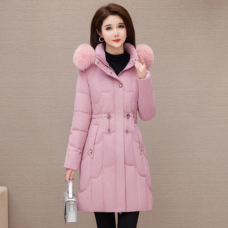 

Женская одежда средней и длинной длины с хлопковой набивкой, приталенная и тонкая для зимы, большой меховой воротник, съемный капюшон, куртка с хлопковой набивкой, куртка с хлопковой набивкой. 4XL-145-80kg