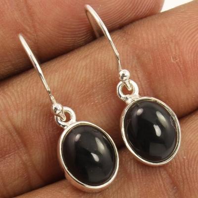 Schwarzer Onyx Edelstein Ohrring, Damen Ohrhänger, handgemachter Ohrring, Geschenk für Mama, Valentinstagsgeschenk, 925 Silber Ohrring