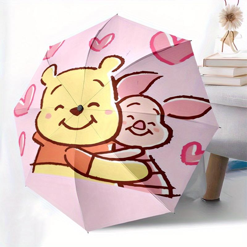 Disney Winnie-the-Pooh,Piglet,Friendship Fashion Manual Folding Umbrella - Reinforced Eight Ribs, Automatic Opening and Closing, Lightweight