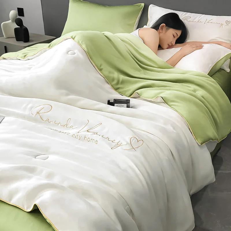 New Summer Series Washed Silk Embroidery Summer Quilt