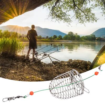 Fishing Bait Cage Reusable Compact Size Rust-proof Wear-resistant with Spring Increase Fishing Rate