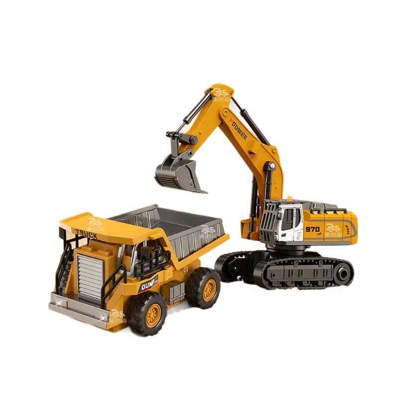 1:64 Mini Alloy Dump Truck Small Remote Control Car Bluetooth Engineering Car Model Forklift Desktop Toy Boy