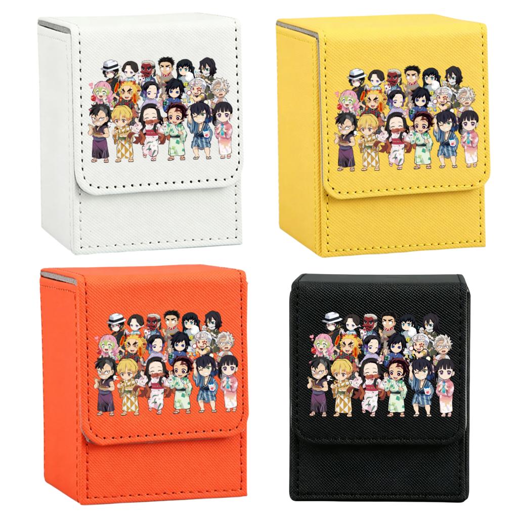 Anime Demon Slayer Card Case Kamado Tanjiro Nezuko Tsuyuri Agatsuma Zenitsu Self Made Leather Game Collection Card Storage Box