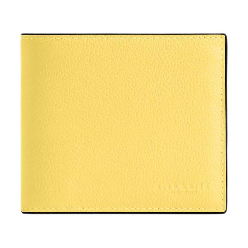 COACH Coin Wallet 10 Brand Logo Print Smooth Calfskin Wallet Mini Men s Lemon Yellow lemon yellow жёлтый
