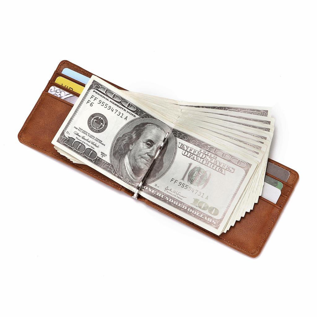 Multifunktionale Herrenbrieftasche RFID Kartenetui Diebstahlschutz Bürste Mehrere Fächer USD Geldklammer Kartenetui