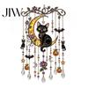 Whimsical Bat And Black Cat Decor Halloween Acrylic Wind Chime Pendant, Crystal Suncatcher Hanging Ornaments, Decorative Handcrafted Spooky