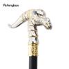 Golden White Dinosaur Walking Cane Fashion Decorative Walking Stick Gentleman Elegant Cosplay Cane Knob Crosier 93cm