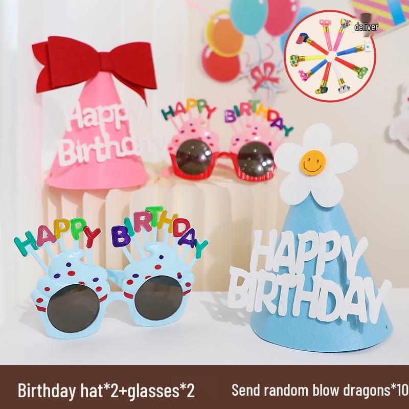 First Birthday Girl Photo Props Set: Hat, Glasses, and Creative Decorations