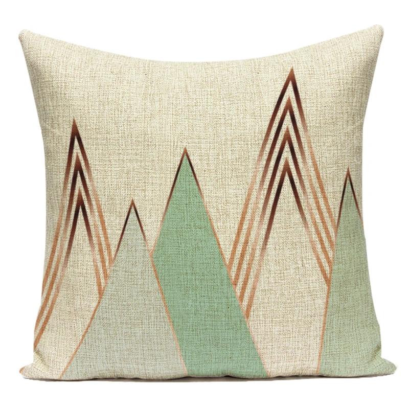 Decorative Throw Pillows Case Simply Green Geometric Polyester Sofa Cushion Cover For Living Room Home Decoration