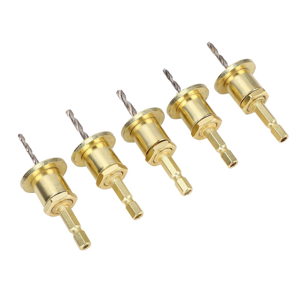 5Pcs Countersink Drill Bit Set 14in Adjustable Hex Shank 2.84mm Cone Hole Counterbore Router with