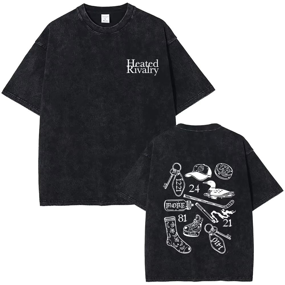 Hot Sale Heated Rivalry Heated All The Time Washed Vintage T-shirts Men Women Fashion Oversized T-shirt Male Y2k Cotton T Shirts