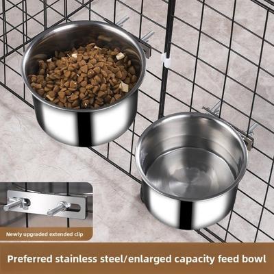 New Stainless Steel Pet Food Feeder Clamp Holder Large Dog Water Cup Easy Clean Durable Bird Food Bowl Pet Accessories