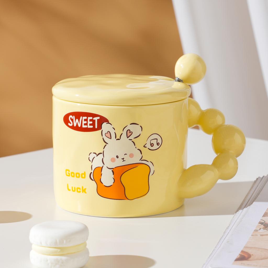 Milk Fufu Ceramic Water Cup High Sense Creative Cartoon Mug Girls Drinking Cup Office Home Coffee Cup