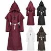 New Halloween Wizard Costume Cosplay Medieval Hooded Robe Costume Monk Friar Robes Priest Costume Ancient Clothing Festival Suit