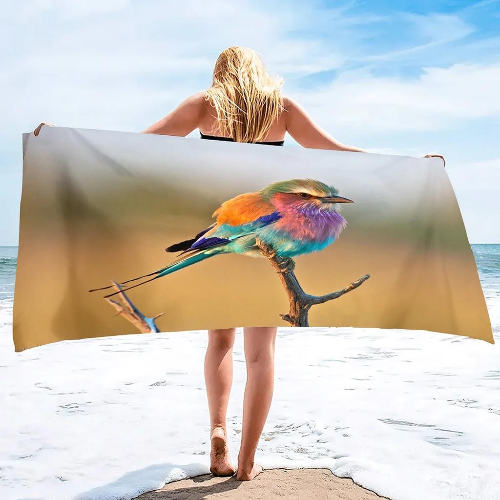 Rare Birds Print Large Oversized Beach Towel Highly Absorbent Microfiber Bath Towel Quick Dry Blanket for Kids and Adults Gift