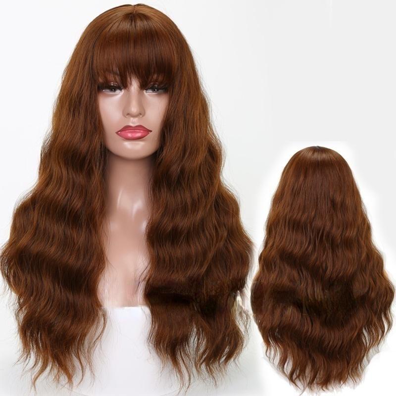 

MISS WIG Женский модный натуральный волнистый парик с челкой, длинный волнистый парик для женщин, повседневная одежда 2-30