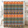 Bright Shower Curtain with Geometric PatternsModern Design for Bathroom Decorations Waterproof Fabric (Blue, Orange Brown)