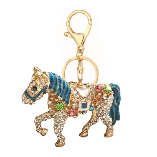 Keychain Pendant Sparkling Rhinestones Cartoon Horse Shape Key Chain Bag Wallet Phone Car Decoration