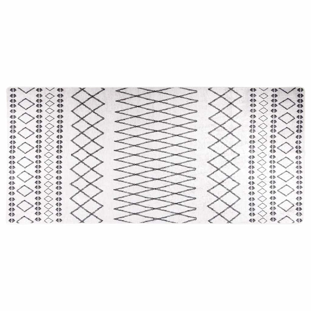 vidaXL Teppich Waschbar 80x300 cm Weiß und Schwarz weiß