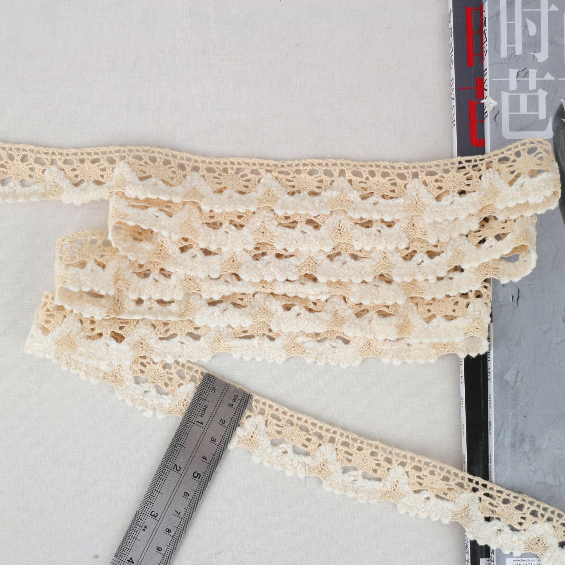 

Cotton Lace With Fleece Unilateral Serrated Cotton Lace, Cotton Lace Water-Soluble Embroidery S0148