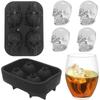 1pc Ice Cube Tray 3D Skull Ice Mold-Easy Release Silicone Mold 4 Cute and Funny Ice Skull for Whiskey Cocktails and Juice Beverages Black Ice Mold