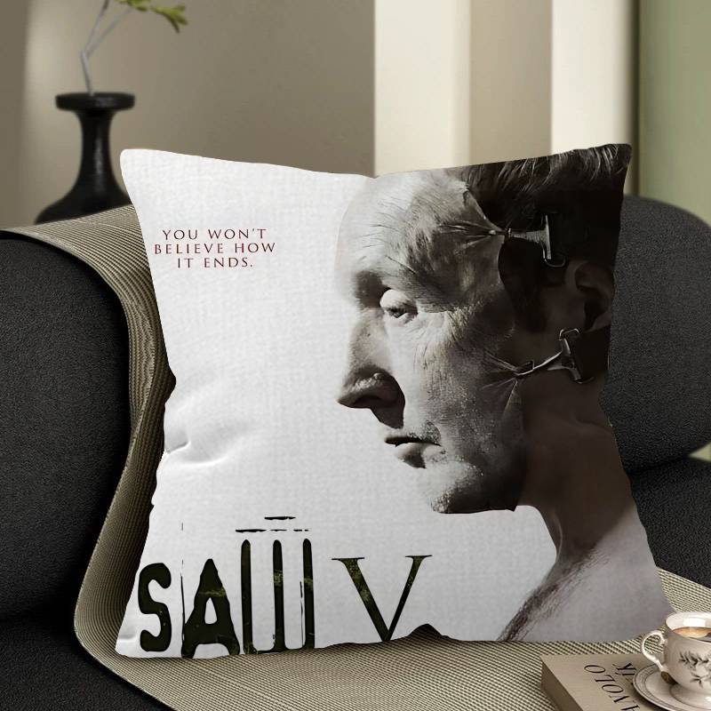 Classic Horror Movie S-Saw Cushion Cover Inches Farmhouse Decor Home Throw Pillow Covers For Couch Decorations