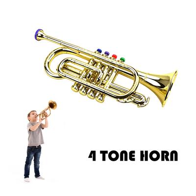 Professional Trumpet Mouthpiece Musical Educational ABS Trumpet with 4 Colored Keys Simulation Instrument Child Gift