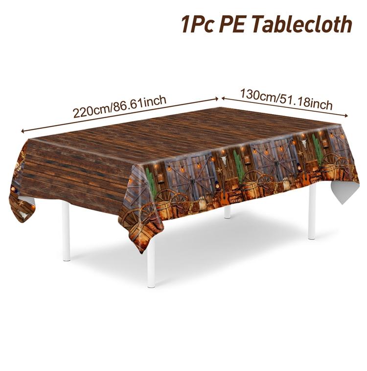 Western Cowboy Tablecloth Party Decorations Birthday Table Cover Wild West Happy Birthday Tablecloth Plastic Western Table Cloth
