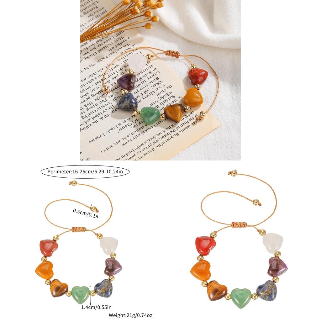 Geometrisches Natursteinarmband mit Herzdesign Handgefertigt Für Sommer 2026 Modeaccessoire Für Damen