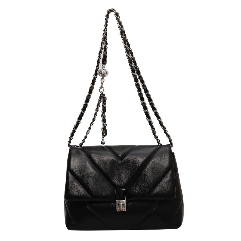

Rhombus chain women s bag new versatile messenger bag high-end shoulder armpit bag чёрный
