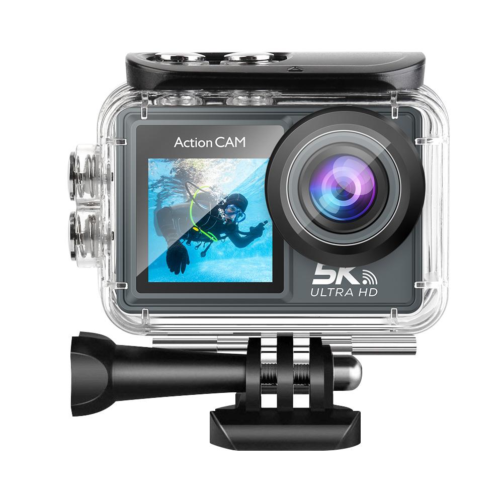 5K Waterproof Sports Camera Wifi Remote Control Camera 2.0 Inch + 1.3 Inch Dual Color Screen Riding Camera DV