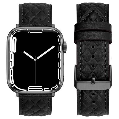 New Genuine Leather Strap For iWatch Band 41/45mm 44/40mm 38/42mm Retro Cowhide Rhombus Bracelet iWatch Serie 7 SE 6 5 4 3