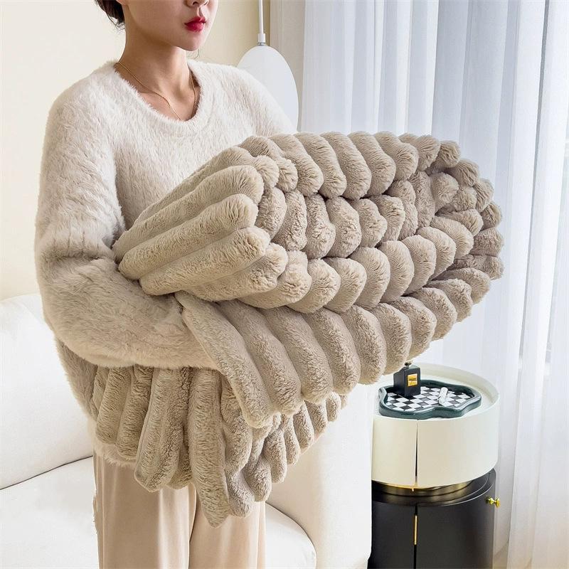 Rabbit Fur Blanket Multi-purpose Nap Blanket Summer Air-Conditioning Quilt Autumn & Winter Small Blanket Sofa Throw Car Blanket