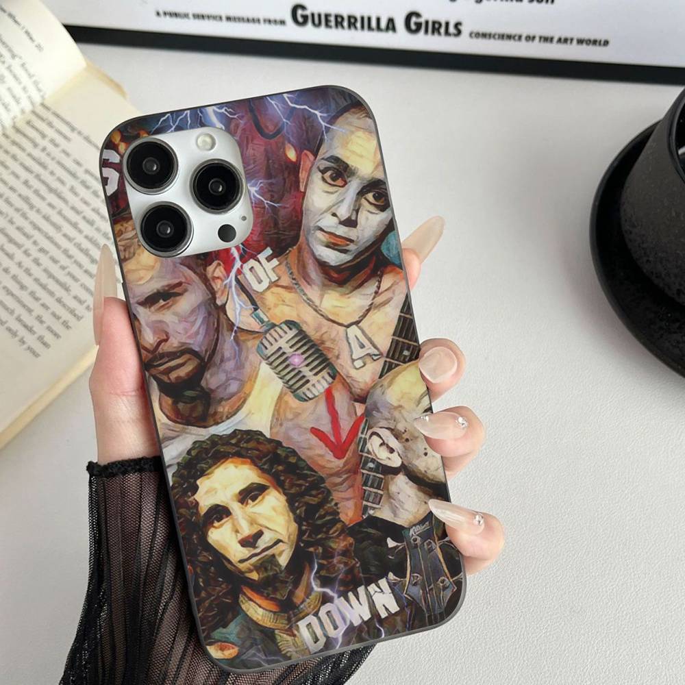 Metal Band System Of A Down Phone Case For IPhone 17 16 15 14 13 12 11 Corrugated Frosted Soft Cover Anti-Slip