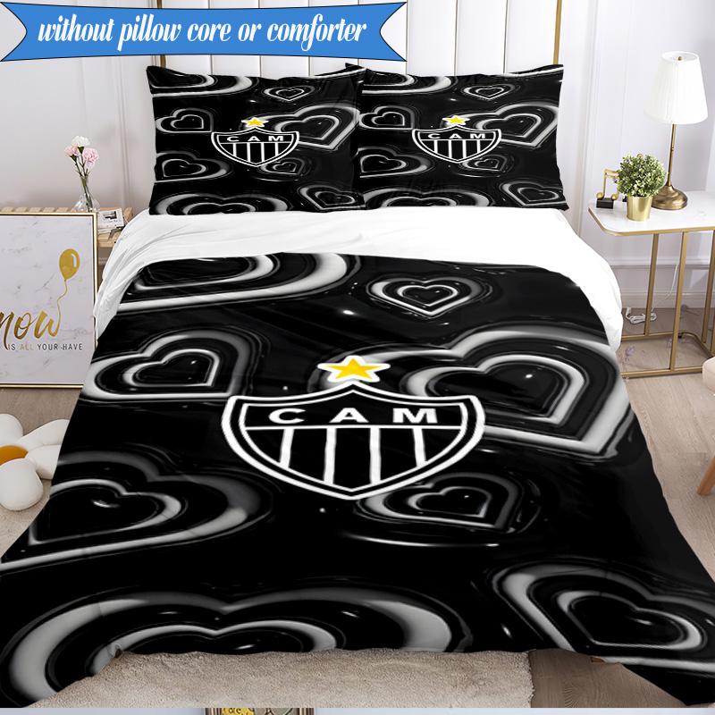 3PCS Clube Atlético Mineiro With Shield Soft Bedding Set,Including 1pc Duvet Cover And 2pcs Pillowcases Perfect for Bedroom, Dormitory, Fan gift