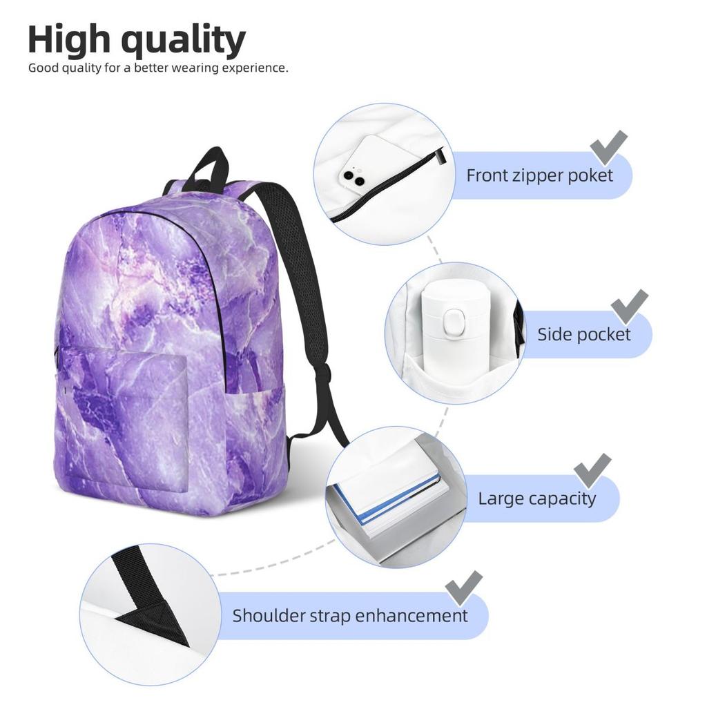 MARBLE - PURPLE Backpack Hot Sale Daypack Large Capacity Boys Girls BookBag School Bag Shoulder Bags for Men Women