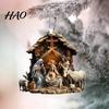 Festive Party Decor Christmas Pendant Ornament Jesus Family Prayer Scene Bright Fine Workmanship Colored Religious Symbol Nativity for Home
